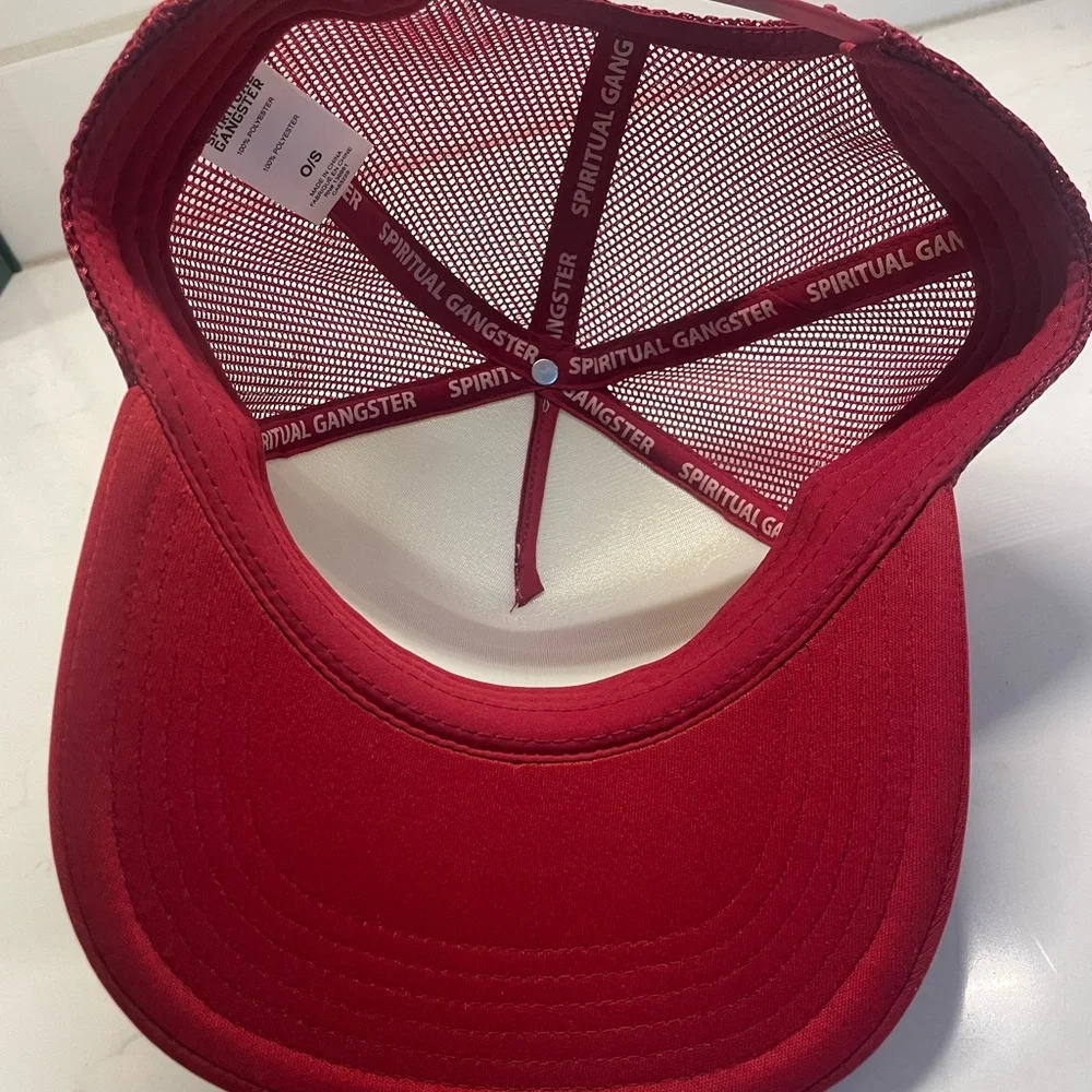 Spiritual Gangster Lovers Club Red and Cream Cap-NWOT One size - Picture 3 of 3